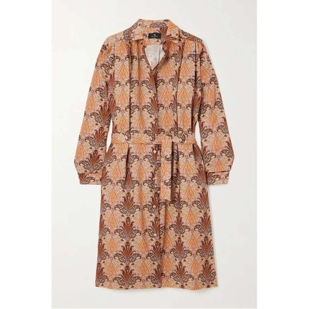 ETRO Paisley Print Shirt Dress Long‎ Sleeve Belted Casual Party Cocktail Size 8